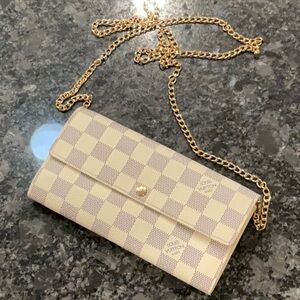 Louis Vuitton Damier Azur wallet/shoulder bag with gold chain